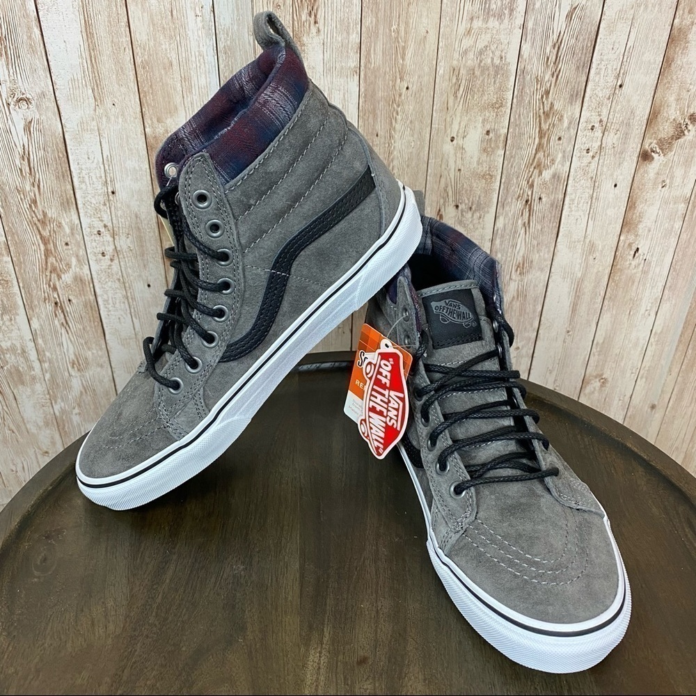 Vans Sk8-Hi MTE Pewter Plaid‎ High Top Hiking Boot Sneaker Size 9.5 Women